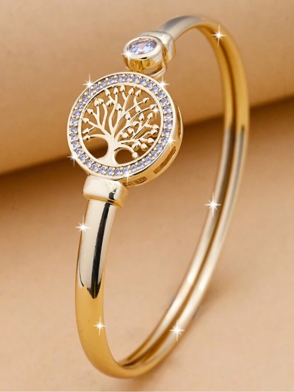 Yellow Gold Tree of Life Bangle Bracelet nwt